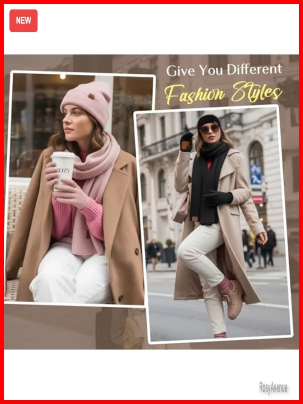 Warm Winter Hat Scarf Gloves Headband Set Fleece Lined Touchscreen Gloves